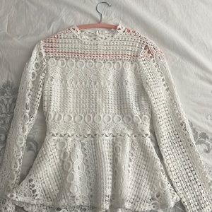 Gorgeous white lace cut pemplum long sleeve top
